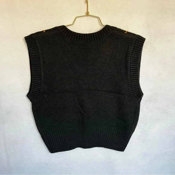 Argyle Sweater Vest Black/Multicolor V-Neck Soft Cozy Knitted - Picture 5 of 6